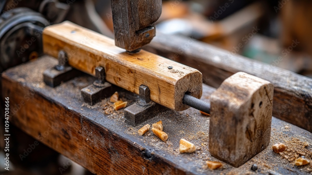Close-up of a wooden workpiece being turned on a lathe Close-up of a wooden workpiece being turned on a lathe
