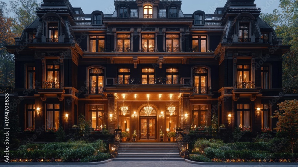 Fototapeta premium Luxury Mansion at Night