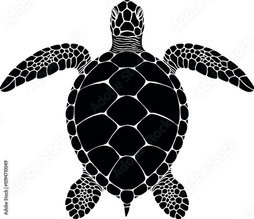 Sea Turtle Vector Black Silhouette Cricut Design for T-Shirt photo