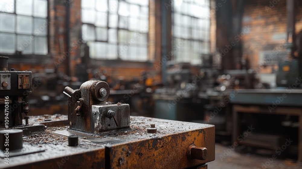 A Close-up of a Workbench in an Industrial Workshop