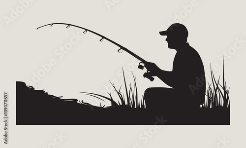 A fish head and a fish in the middle of a forest. A poster that says fish set on it.
