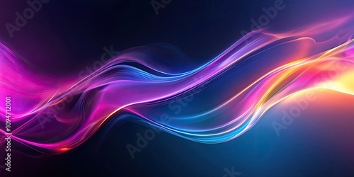 Abstract Dark Background with Vibrant Flowing Waves, Colorful Waves Flowing Across a Dark Abstract Background, Dynamic Colorful Waves on a Dark Abstract Canvas