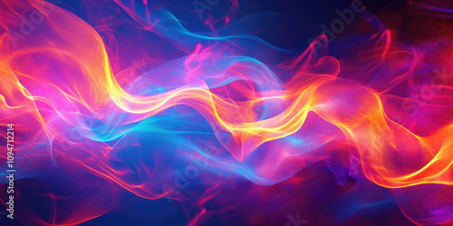 Abstract Dark Background with Vibrant Flowing Waves, Colorful Waves Flowing Across a Dark Abstract Background, Dynamic Colorful Waves on a Dark Abstract Canvas