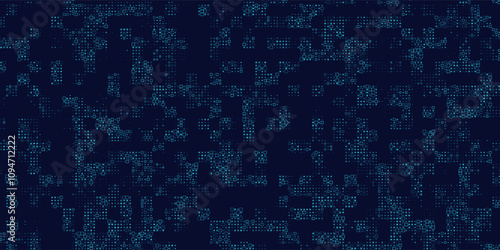 Abstract background chaotic size blue pixels and rectangles. Rectangle mosaic design. Vector Illustration.