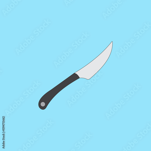 Knife vector illustration isolated on blue background. Cutting, slicing tool