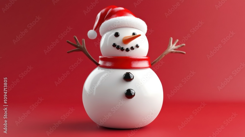 3D rendered snowman for a playful holiday scene 3D rendered snowman for a playful holiday scene