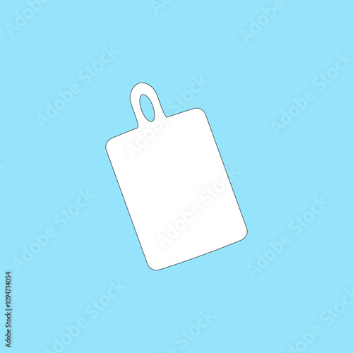Plastic chopping board vector illustration on blue background. Kitchen tool for cutting and butchering food