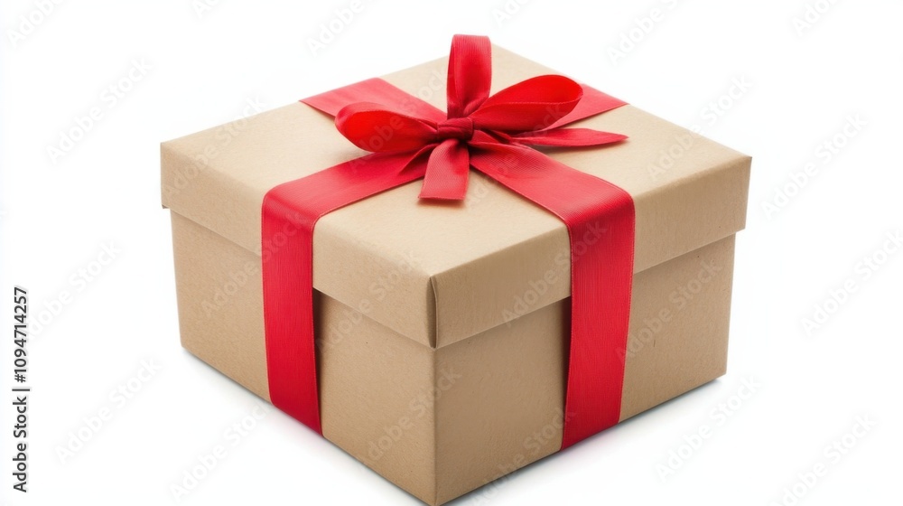 Gift box with red ribbon isolated on white background Gift box with red ribbon isolated on white background