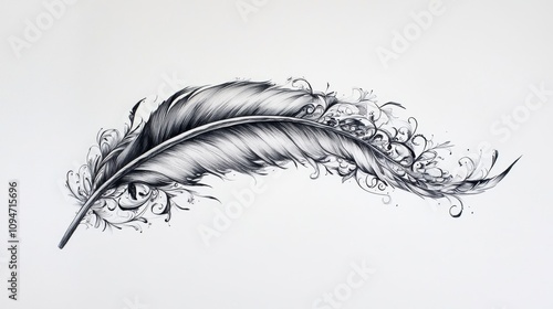 Intricate Feather Design in Ink photo