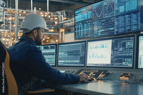 Engineers monitoring control systems in a high-tech control room
