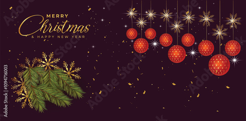 Merry Chrismas Day Golden Text Banner Design