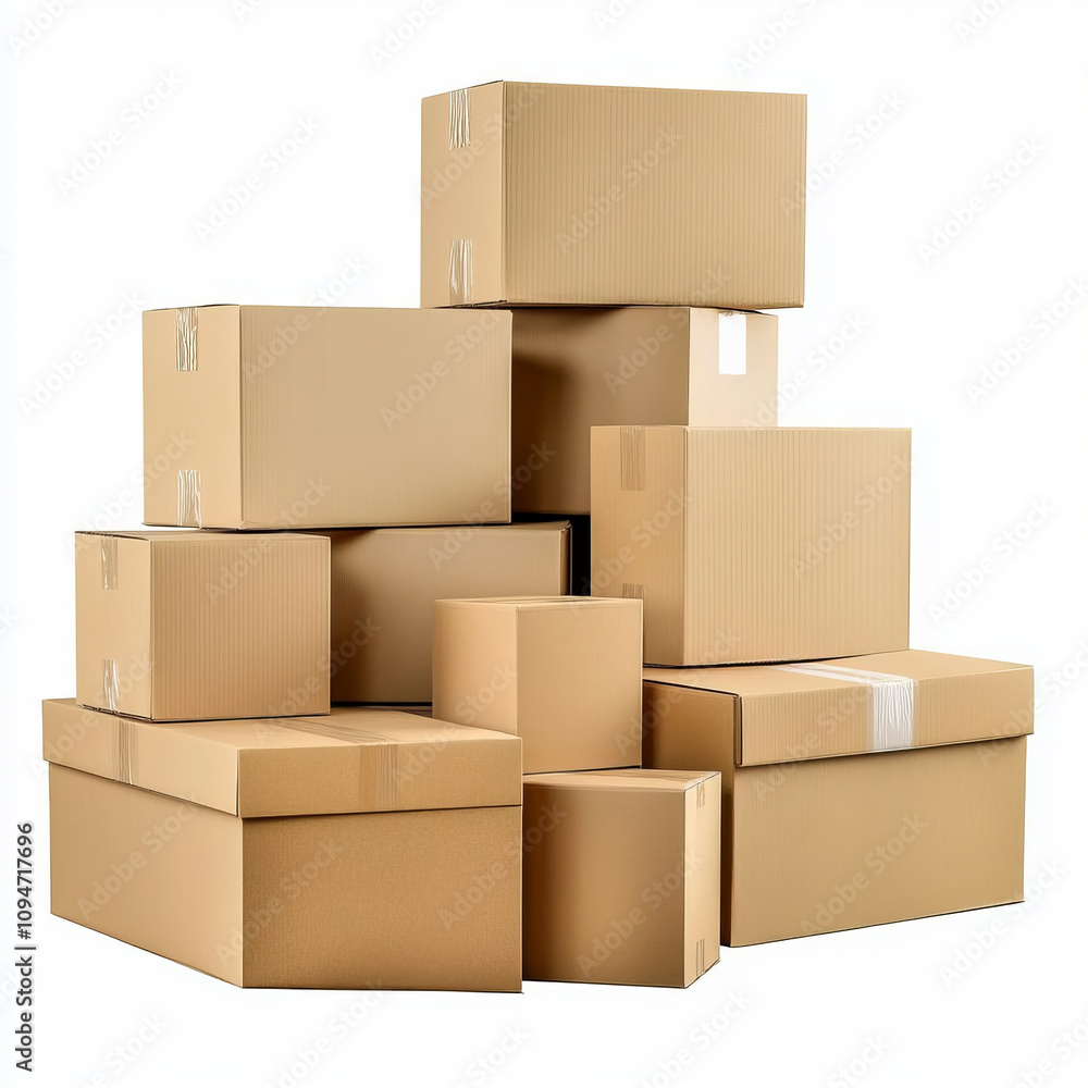 Stacked cardboard boxes , isolated on a white background. Stacked cardboard boxes , isolated on a white background.