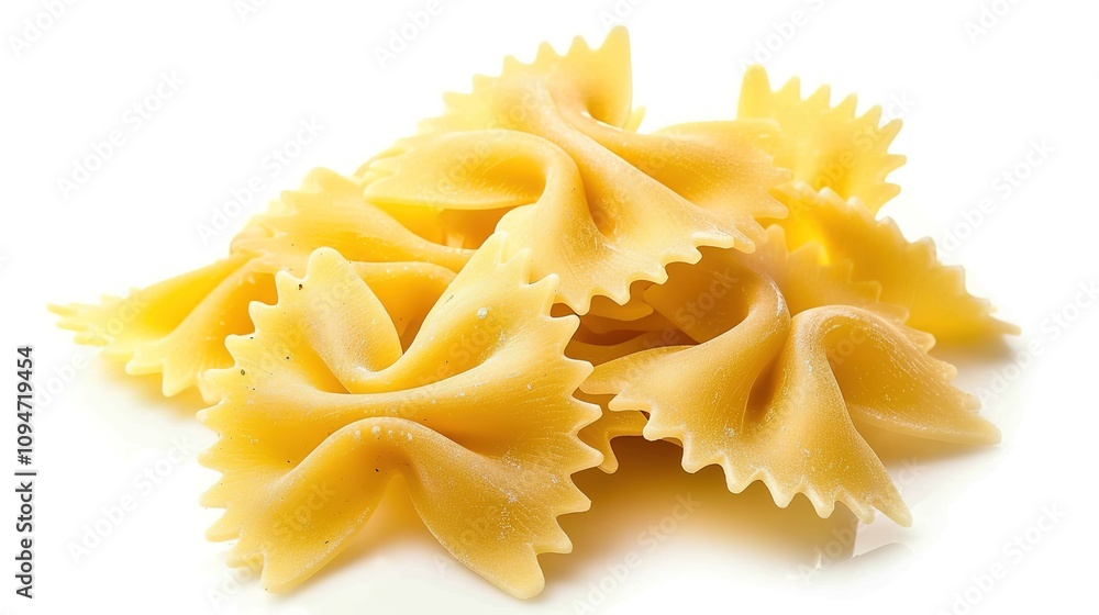Farfalle Pasta Isolated on White Background - A Captivating Display of Culinary Delight. The Graceful Farfalle Pasta, with Its Distinctive Bow - like Shape, Standing Alone Against the Purity of White. Farfalle Pasta Isolated on White Background - A Captivating Display of Culinary Delight. The Graceful Farfalle Pasta, with Its Distinctive Bow - like Shape, Standing Alone Against the Purity of White.