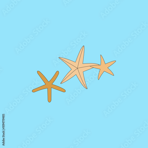 Starfish vector illustration on blue background. Underwater elements photo