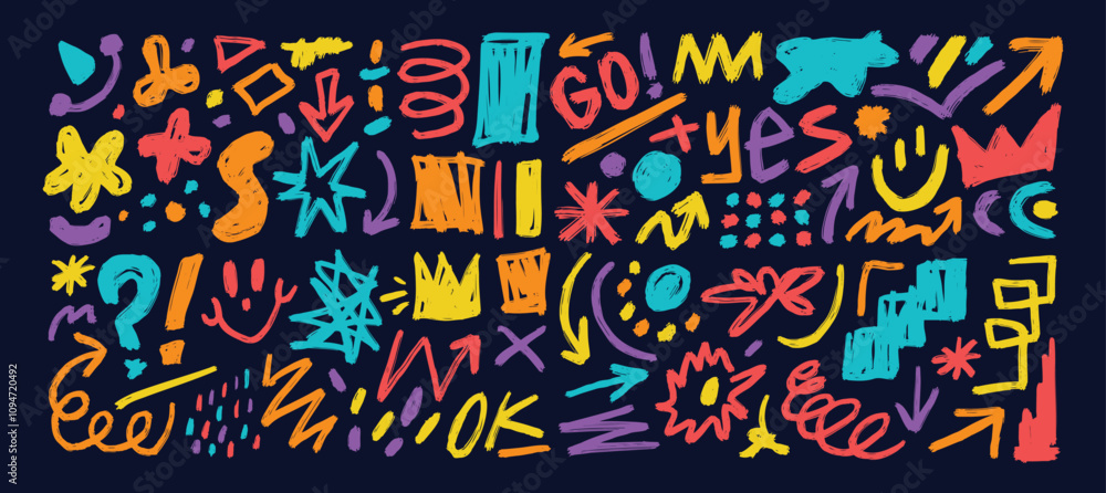 Hand drawn organic grunge bold shapes, curved lines and dots vector set. Geometric set in Memphis style. Grunge swirled brush stroke, curly and straight lines. Hand drawn organic grunge bold shapes, curved lines and dots vector set. Geometric set in Memphis style. Grunge swirled brush stroke, curly and straight lines.