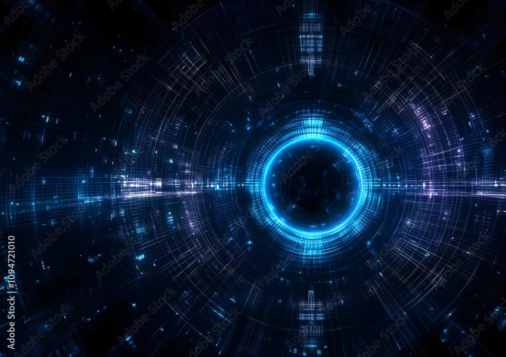 Futuristic Digital Background with Circular Patterns in Blue, Showcasing Advanced Technology Elements and Abstract Lines for Creative Design Projects Futuristic Digital Background with Circular Patterns in Blue, Showcasing Advanced Technology Elements and Abstract Lines for Creative Design Projects