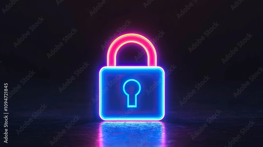 anti tracking security industry concept, A glowing neon padlock symbolizing security and protection against unauthorized access. anti tracking security industry concept, A glowing neon padlock symbolizing security and protection against unauthorized access.