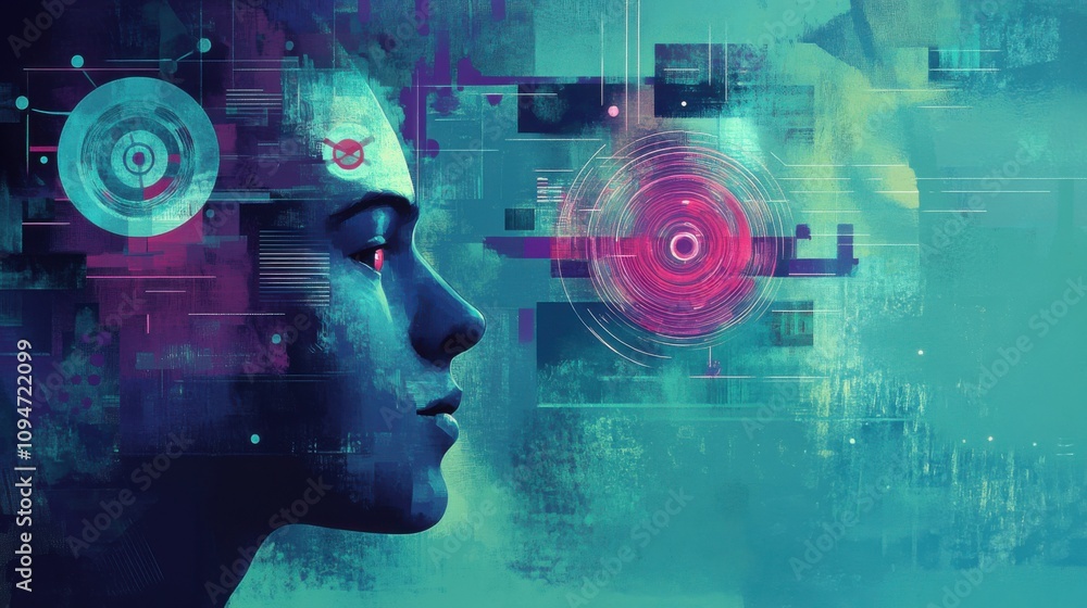 The concept of user intent targeting in teal and purple colors The concept of user intent targeting in teal and purple colors