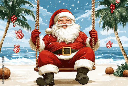 Santa Claus swing on a swing