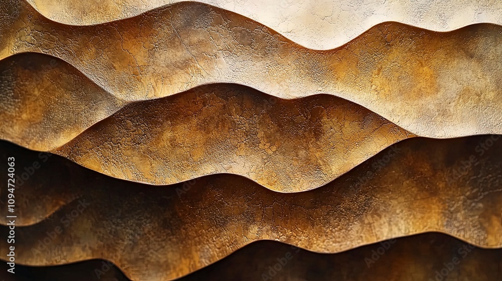 This image exhibits warm, earthy waves in a textured composition, merging natural tones with abstract artistic style for a soothing visual experience.