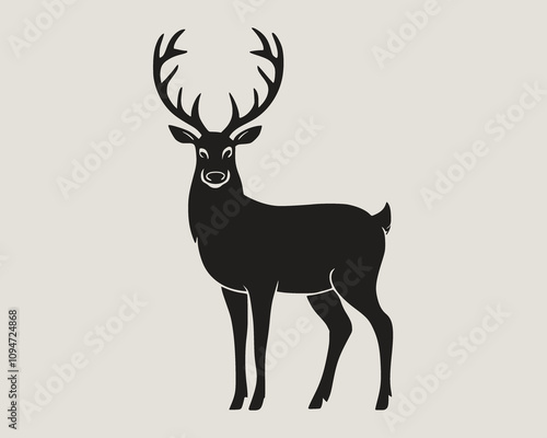 A drawing of a hunting deer with antlers. Deer and Duck with a beige background.
