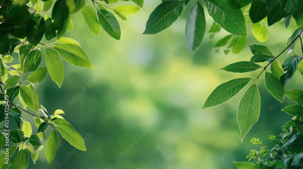 Framed Leaves with Soft Green Background Framed Leaves with Soft Green Background
