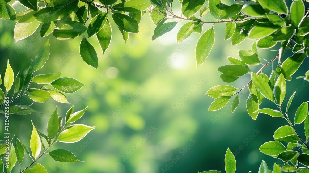Obraz premium Lush Green Foliage Framing an Intimate Nature Scene