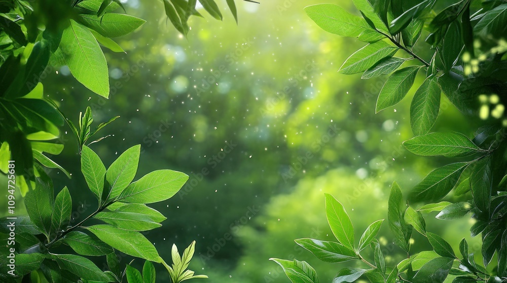 Lush Green Foliage in Bright Forest Ambience Lush Green Foliage in Bright Forest Ambience