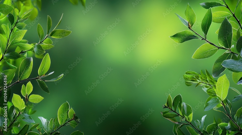 Vibrant Green Leaves Framing Nature’s Serenity Vibrant Green Leaves Framing Nature’s Serenity