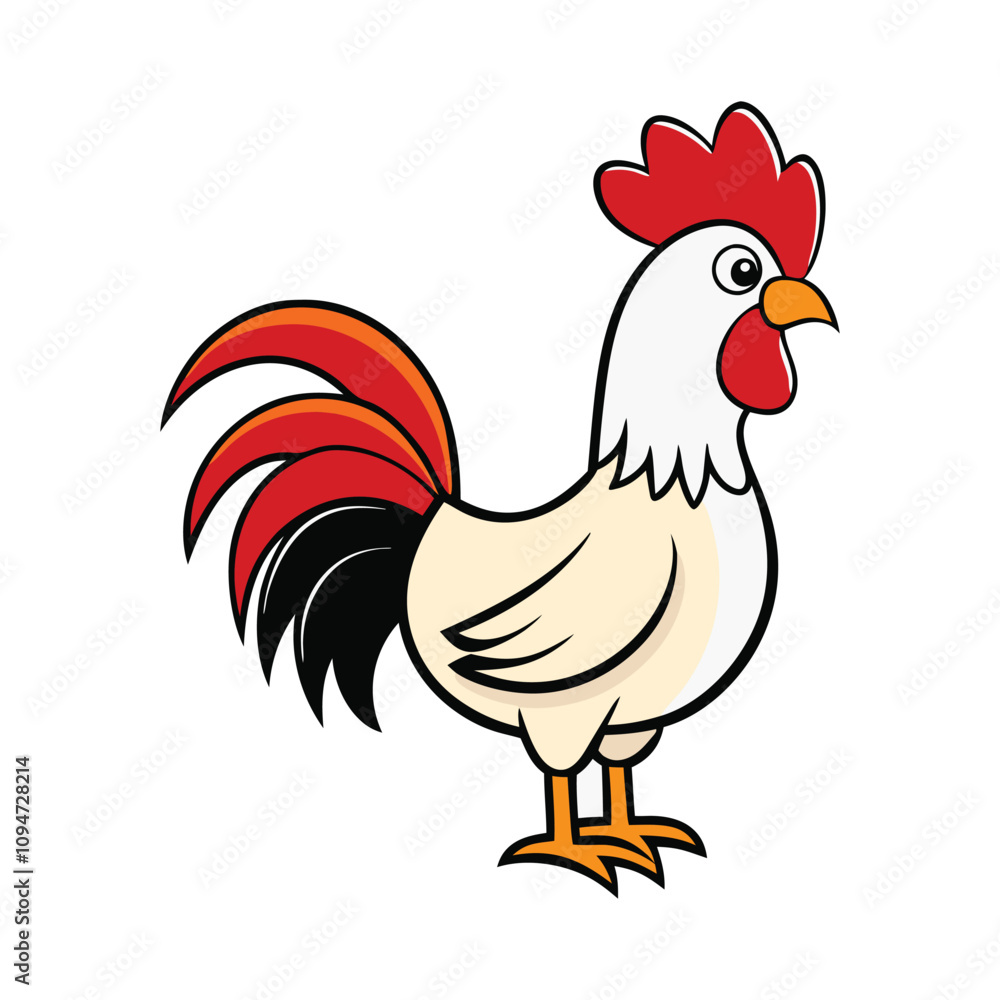 Cartoon rooster clipart vector illustration in flat style. Cartoon rooster clipart vector illustration in flat style.