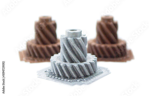 Abstract object printed on 3D printer from photopolymer isolated on white background. SLA. Model 3D printed from liquid photopolymer resins. Progressive additive 3D printer technology. Sla-printing.