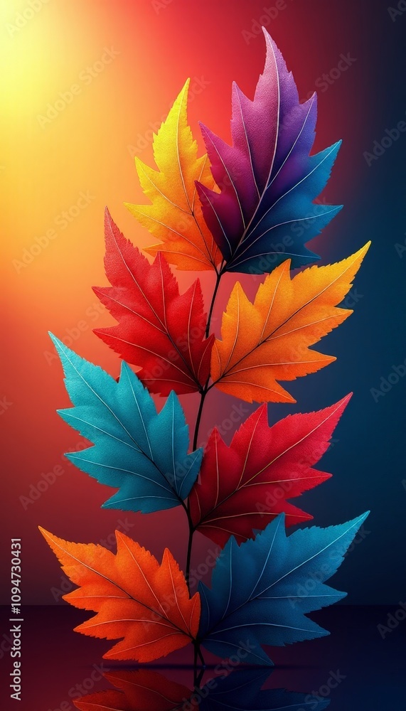 Fototapeta premium Vibrant Colorful Leaves Displaying Autumn's Rich Palette Against a Soft Background