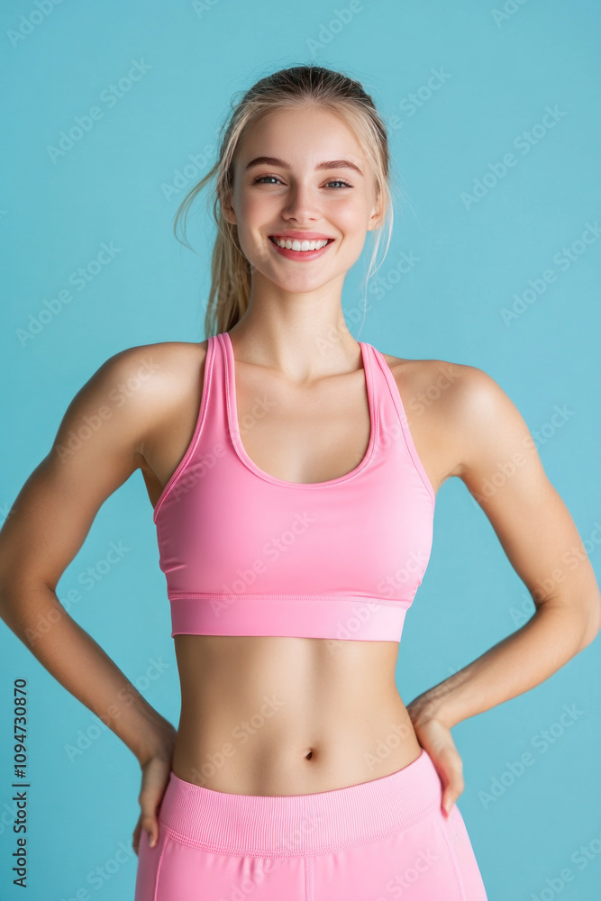 Caucasian fitness woman wearing sportswear sweating during exercise Caucasian fitness woman wearing sportswear sweating during exercise