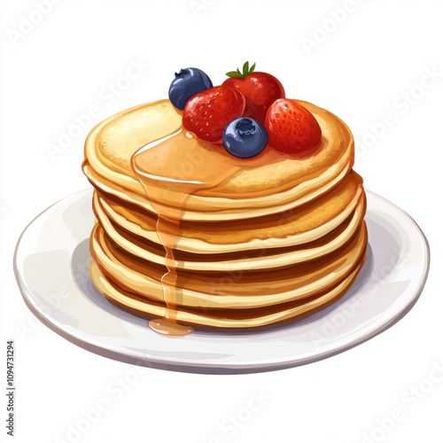 Stack of pancakes in a plate isolated on white background