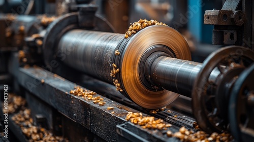 Close-up of a Rusty Industrial Machine with a Chain and Gear System