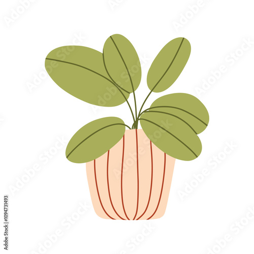 Houseplant in a pot. Home plant palm flowers in pots isolated on white background. Vector illustration. Flat style. Decorative plants for the home.