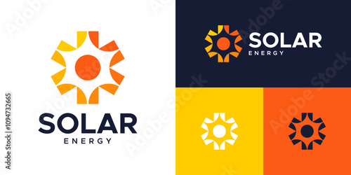 Solar logo design. abstract sun logo with geometric shape style design symbol vector icon