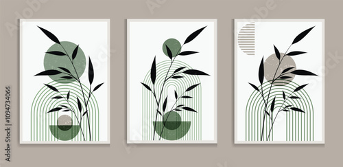 Green wall art  geometric  green wall decor boho wall decor vector