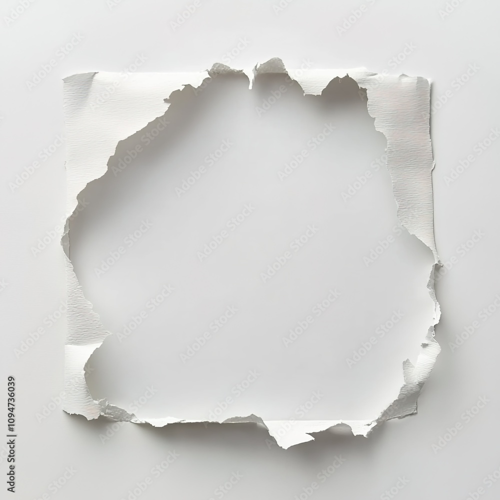 A white piece of paper with rounded edges around the hole A white piece of paper with rounded edges around the hole