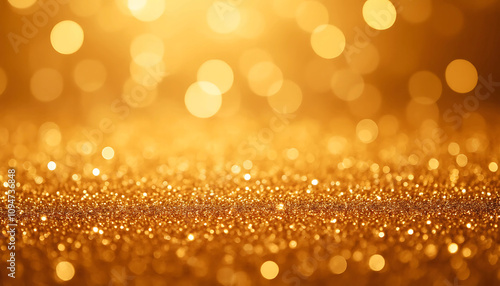 Golden Glitter Background with Shimmering Bokeh Lights.