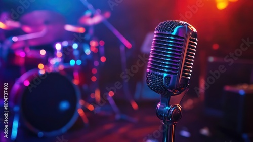 Vintage Microphone on Stage