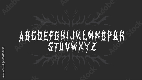 font sharp and dramatic alphabet typeface vector dark lettering set