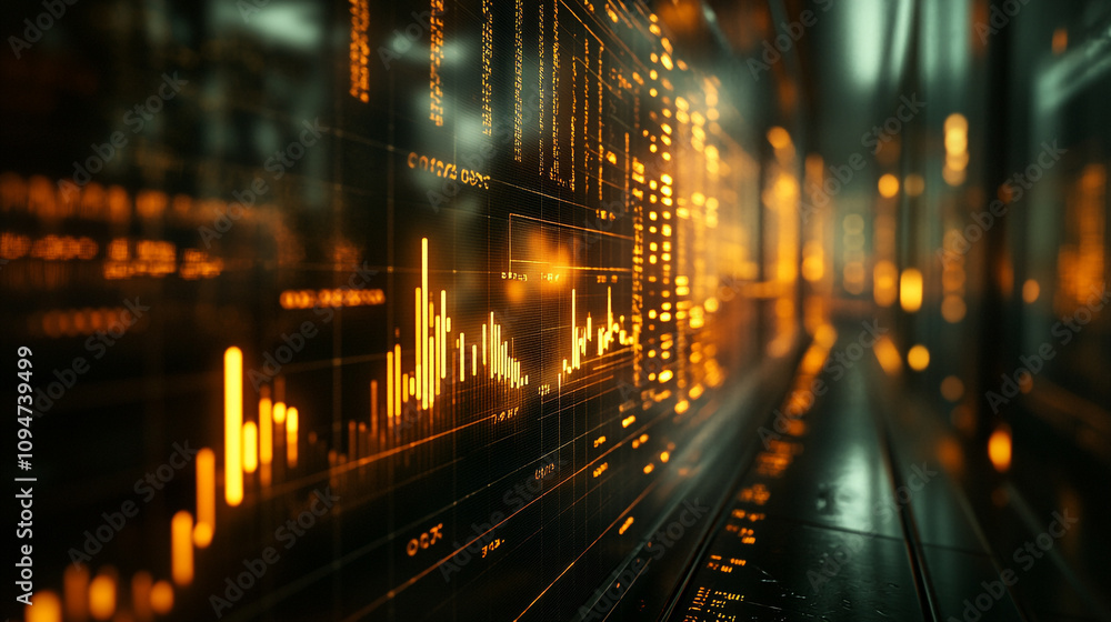 Visual representation of market trends and data analysis in a digital interface Visual representation of market trends and data analysis in a digital interface