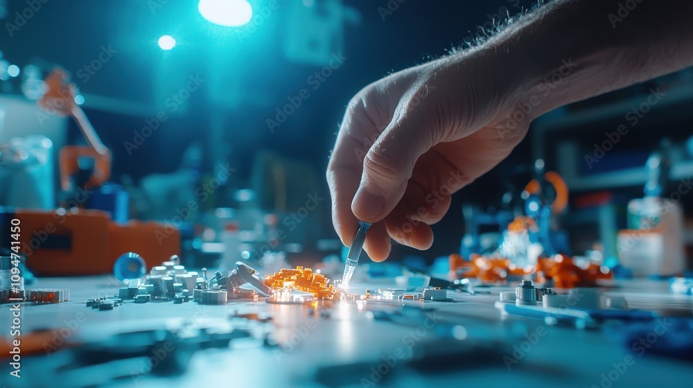Assembling Engine Components in a Studio Setup Assembling Engine Components in a Studio Setup