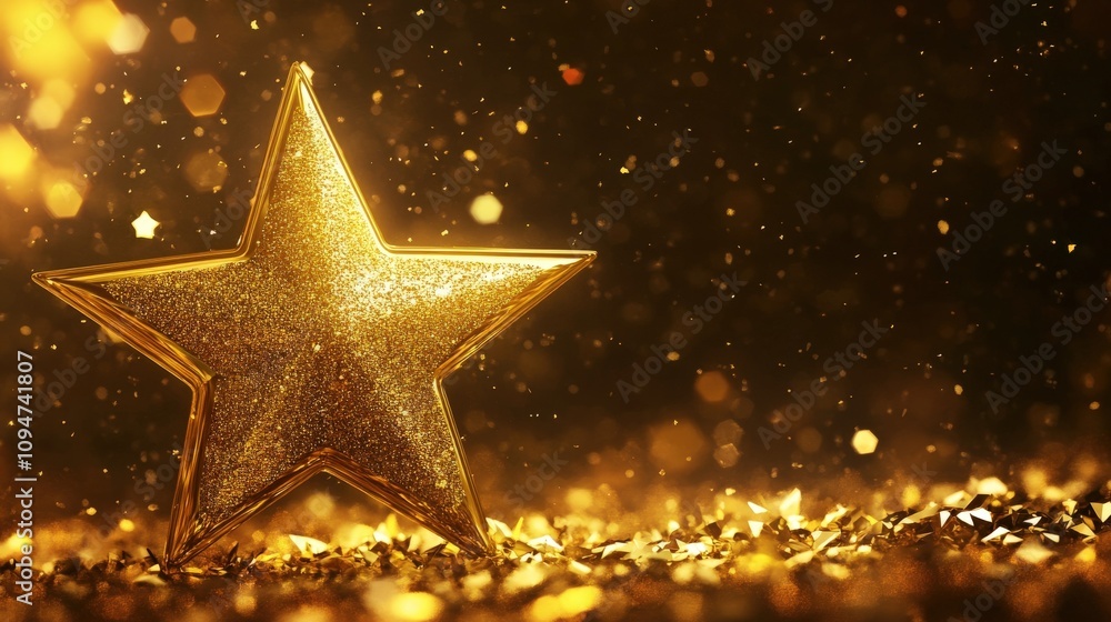 Golden Glitter Star Festive Background Decoration Golden Glitter Star Festive Background Decoration