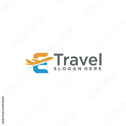 Initial letter E travel logo, travel agency logo, travel business logo concept.