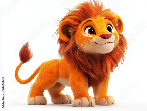 funny lion, kids illustrations , cartoonish , white background photo