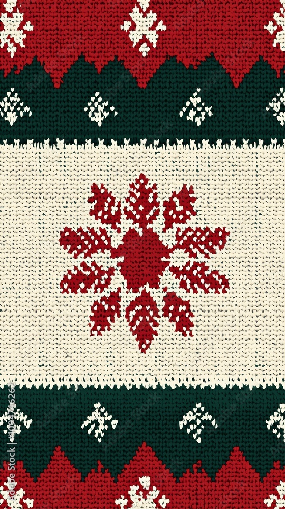 Colorful knitted holiday pattern with snowflakes Colorful knitted holiday pattern with snowflakes