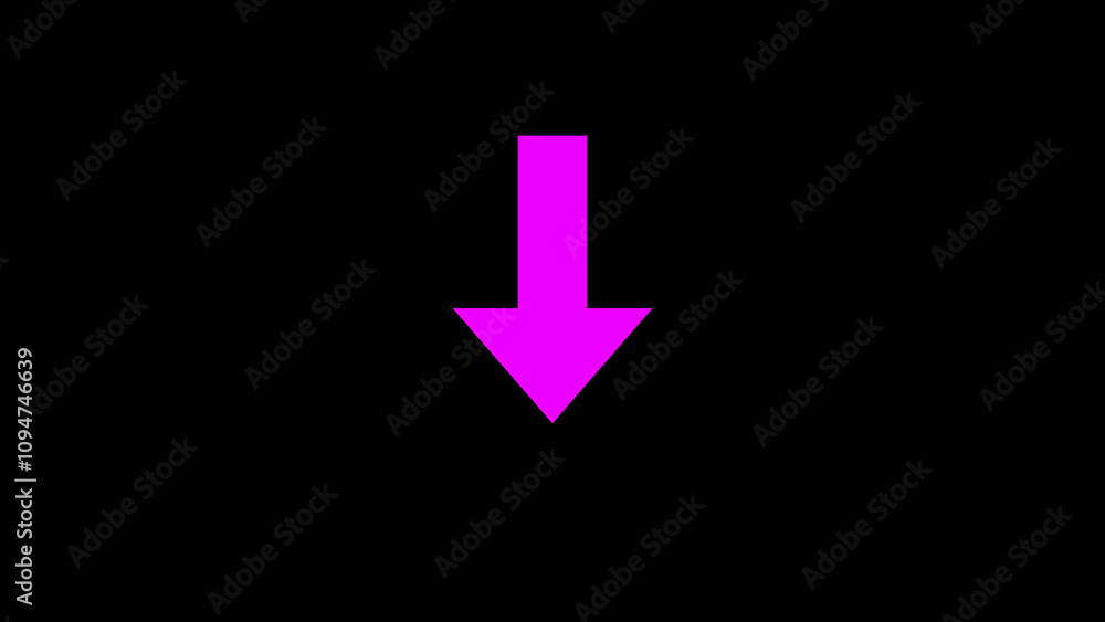 Down direction arrows symbol. Pink color down direction arrow. Isolated on black background. Down direction arrows symbol. Pink color down direction arrow. Isolated on black background.