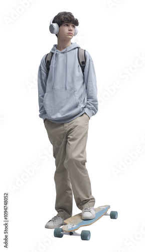 Teenager posing with a skateboard